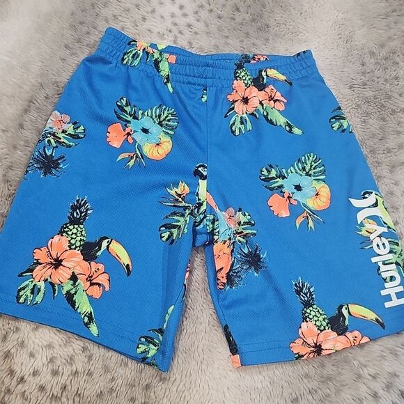 Hurley Blue Tropical Print Shorts Size 7 - Picture 4 of 4